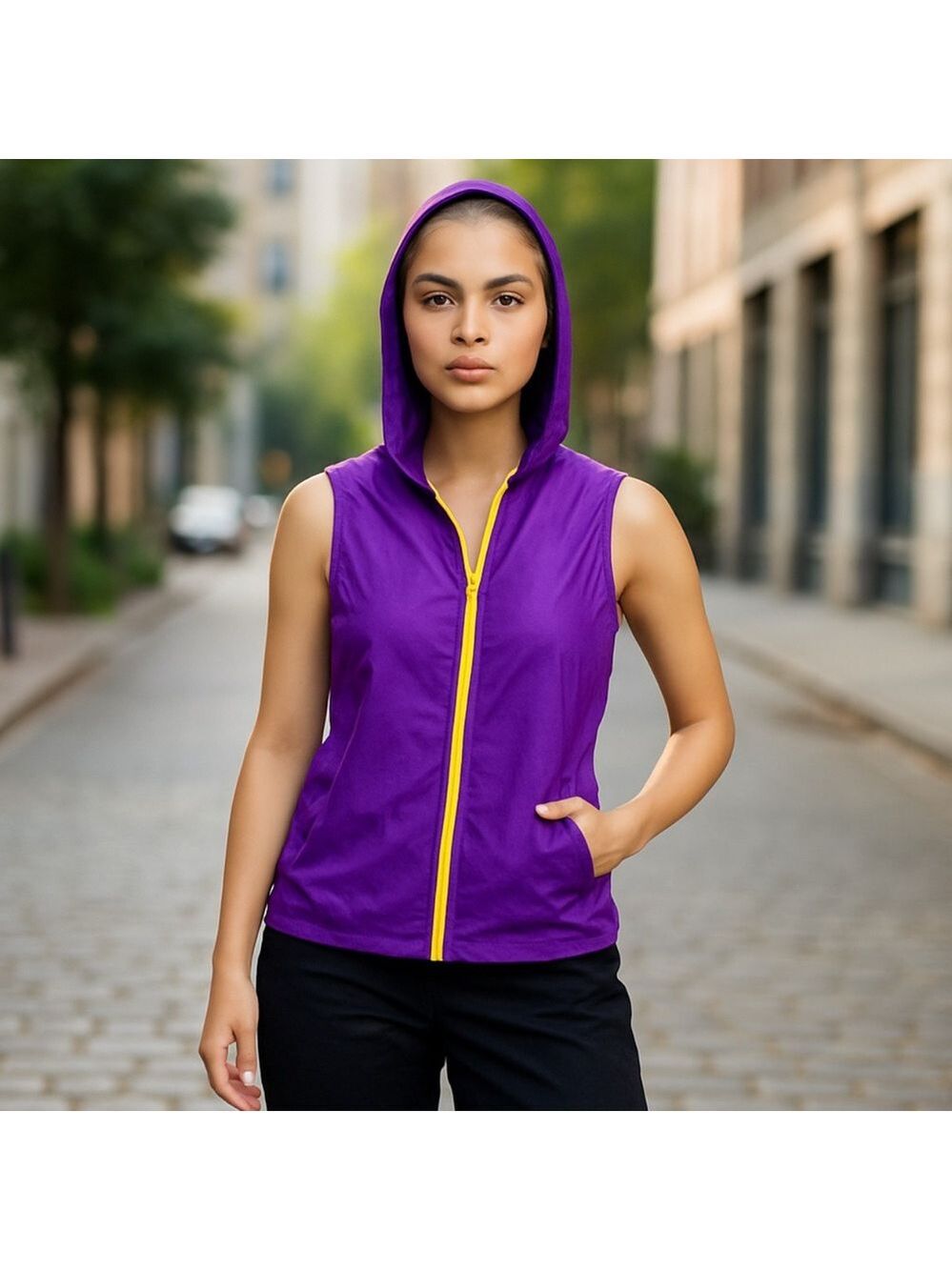 UNDER ARMOUR PURPLE SLEEVELESS ZIP UP HOODIE WOMENS SMALL MED